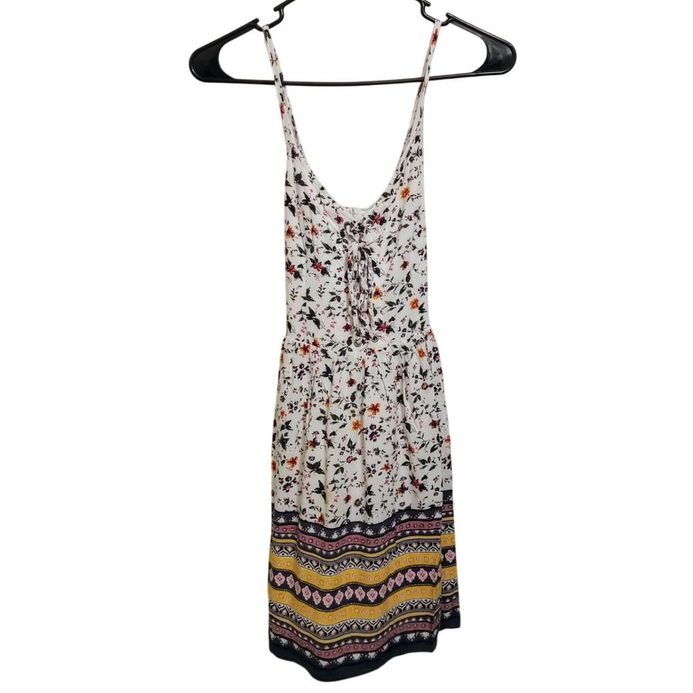 Abercrombie & Fitch Floral Mini Dress Cross Back Boho Patterned Hem SZ XS